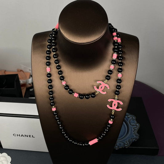 18K  Chanel 24B Black Pearls Necklace